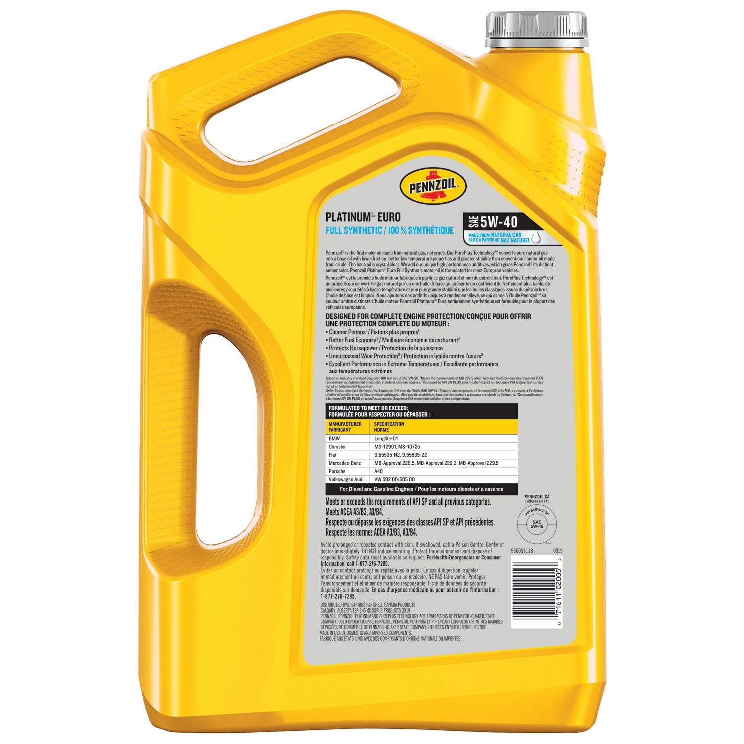Pennzoil Platinum Euro 5W40 5L
