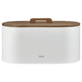 thumbnail image 1 of Bouclair White Bread Box with Wooden Lid, 1 of 5