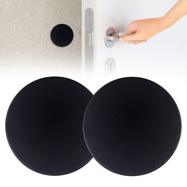 2 Pcs Butée de Porte Ronde Adhésive en Silicone, Protecteur Mural pour Poignée, 5 cm Noir
