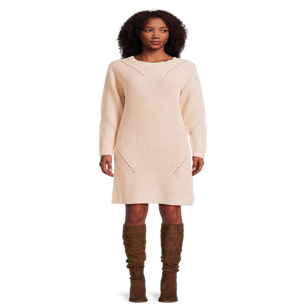 shaker knit sweater dress Time and Tru Women's Shaker Knit Sweater Dress Sizes XS-XXXL