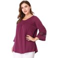 thumbnail image 2 of GRACE & GRANDEUR Women's Plus Size  Casual Solid Raglan Sleeves Tops Purple 2X, 2 of 6
