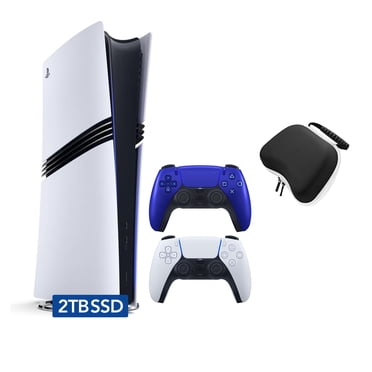 PlayStation 5 Pro 2 To SSD Console Numérique avec Deux Manettes, DualSense Blanc et Bleu Cobalt et Étui Rigide de Protection pour Manette Mytrix - Console Phare PS5 Pro