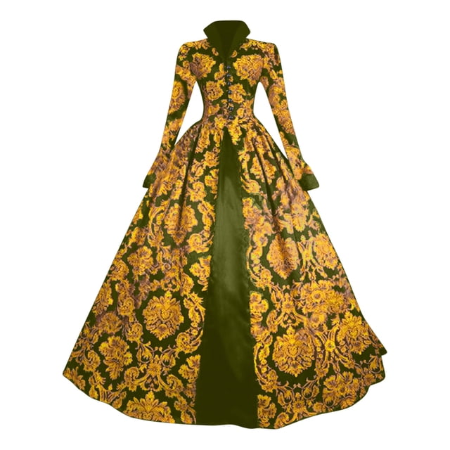 UPPADA Costumes Gothiques pour Femmes à Manches Longues Victorian Dresses Robe Corset Grande Taille Robe Maxi Fluide Robe de Fête Cocktail Robe Lacée Robe de Mascarade Jolies Robes de Bal Offres Éclair du Jour