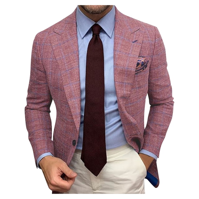 Veste pour Homme Hiver Hommes Automne Hiver à Carreaux Imprimés Blouse Formelle Haut à Manches Longues Veste Manteau