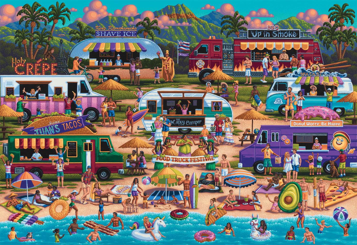 Buffalo Games - Le puzzle Pun Fuzzles - Hawaiian Food Truck Festival - en 2000 pièces