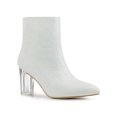 thumbnail image 1 of Unique Bargains Bottines à Paillettes à Talon Bloc Transparent pour Femme Blanches (Taille 7), 1 of 7
