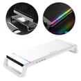 thumbnail image 4 of Milaget Support Surélevé Pliable pour Moniteur d'Ordinateur, Support RGB 4 USB 2.0, Plateau pour Clavier, Design Élégant Blanc, 4 of 8
