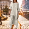 thumbnail image 4 of Ensemble de Survêtement pour Femme à Manches Longues Haut+pantalon en Coton et Lin 2 Pcs, 4 of 9