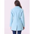 thumbnail image 4 of INSPIRE CHIC Women's Elegant Notched Lapel Button Single Breasted Winter Long Coat Light Blue L, 4 of 7