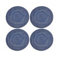thumbnail image 1 of 15 Inch Round Braided Woven Placemats Set of 4 Navy Blue Heat Resistant Non‑Slip Farmhouse Table Mats, 1 of 7