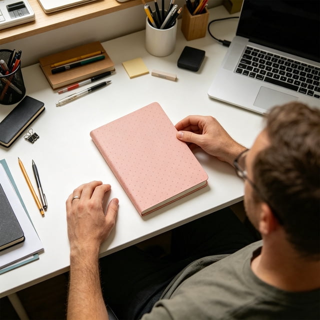 Heavy-Duty Thick Page Notebook Premium A5 Writing Book Satiny Smooth Paper Wireless Binding Matte Cover Office Note Pad, Pink, JKODE