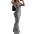 thumbnail image 3 of Women Sleeveless Fish Tail Dress  Solid Color Spaghetti Strap Bodycon Long Skirt, 3 of 6