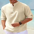 thumbnail image 3 of Hawaiian Seersucker Cardigan Men‘s Button Down Long Sleeve Plus Size Shirt, 3 of 5