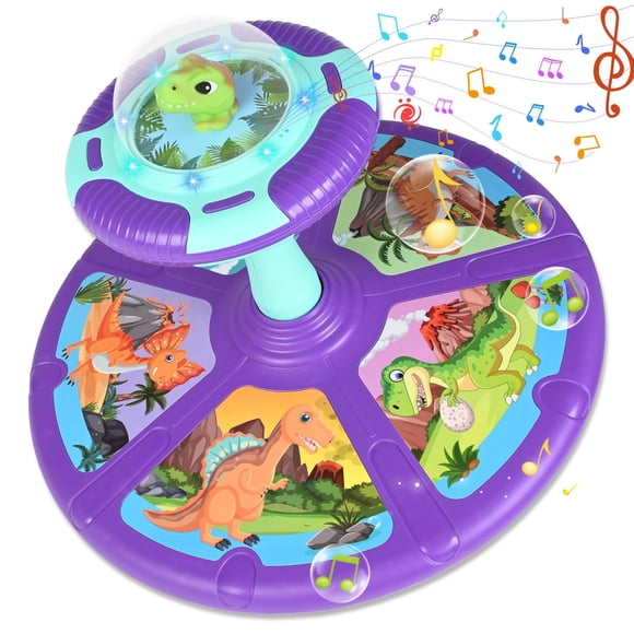 RetroAudio Dinosaur Sit and Spin Toy for Toddlers 1-3 3-5 360°Spinning Toys Birthday Gift for Girls Boys, Sit n Spin Toys for Toddlers 2-4 with L