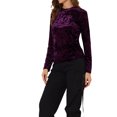 thumbnail image 4 of INSPIRE CHIC T-Shirts en Velours pour Femmes Col Rond Manches Longues Décontracté m Violet, 4 of 7