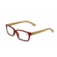 thumbnail image 2 of Vision World Genuine Bamboo Rectangular Reading Glasses Men Women Readers (Maroon, 2 x), 2 of 4