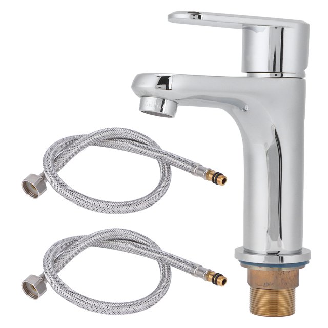 Robinet de Lavabo de Cuisine en Acier Inoxydable G1/2 Robinet d'Eau Froide et Chaude pour Salle de Bain
