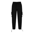 thumbnail image 3 of XZNGL Casual Pants for Men, Cotton Linen Blend Drawstring Elastic Waist Multi Pocket Cargo Style, Low Rise, Straight Leg, Breathable Summer Winter Wear, 3 of 6