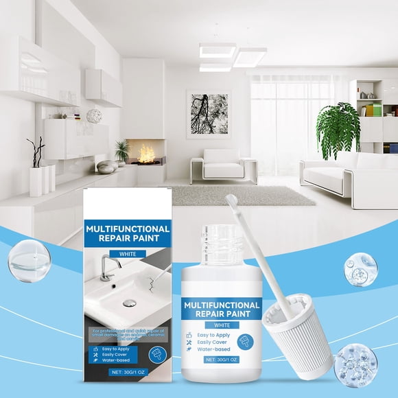 Cagogo under $5 White Enamel Repair Paint, Porcelain Repair Paint,White Enamel Touch Up Paint,Bathtub Sink Scratch Repair,Home Appliance Restoration,Furniture Surface Fix Paint 30ml