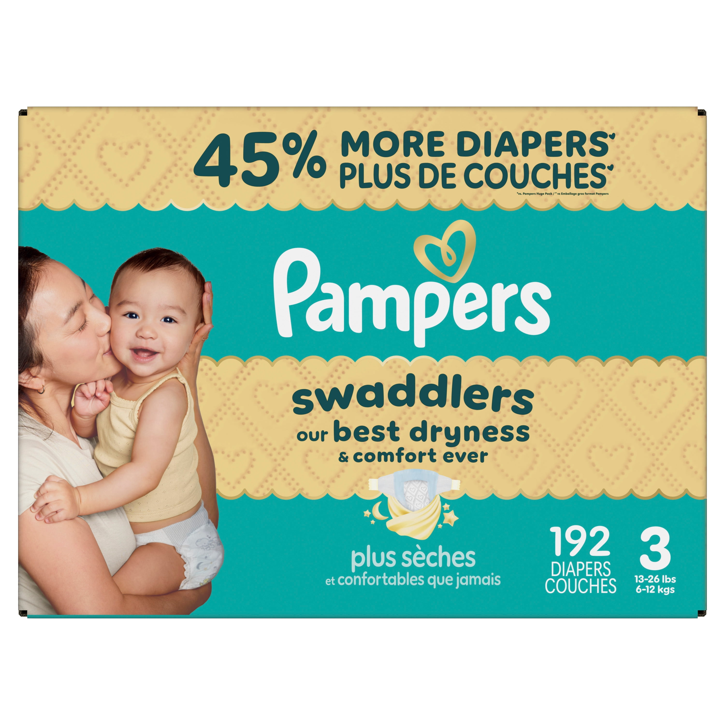 Pampers Swaddlers Diapers, S2 (10-22 lbs), Count, Absorbent, Keeps Baby Dry and Comfortable