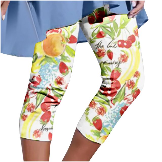 Birdeem Womens Summer Casual Elastic Waist Printed Cropped Pants