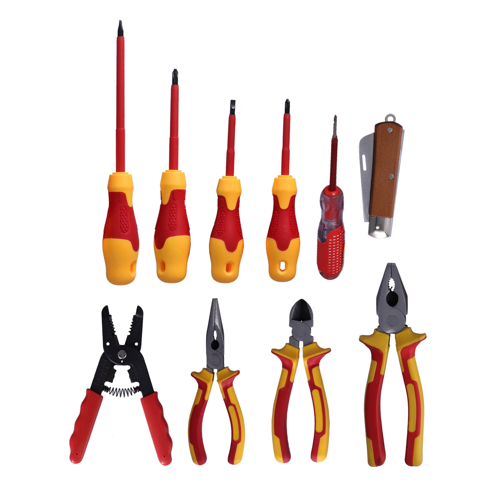 10 Pcs Insulated Electrician Tool Set with Slotted Cross Head Tip Electrician Screwdriver Set