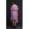 thumbnail image 2 of Bimba Purple Floral Printed Womens Ruffle Front Cold Shoulder Swing Shift Dress - Medium, 2 of 6