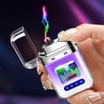 thumbnail image 1 of Big Savings! Creative Gradient Color Lighter, Outdoor Windproof Lighter with Double Arcs, Cool Transparent Lighter for BBQ, Camping, and Fire Starting, 1 of 6