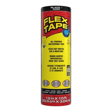 Flex Tape , Ruban Imperméable Caoutchouté Robuste, 12 Pouces x 10 Pieds, Noir