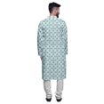 thumbnail image 3 of Atasi Button Down Asymmetrical Kurta For Men Printed Mandarin Long Sleeve Shirt, 3 of 5