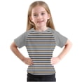 thumbnail image 4 of Économies d'Été! SROBPTY T-Shirts à Manches Courtes pour Tout-Petits, Garçons Tout-Petits Mode Col Rond à Rayures Imprimé Manches Courtes Gris, 13 Ans, 4 of 5