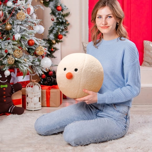 PEONAVET Throw Pillow Cute Snowball Bun Pillow Toy Little Snowman Doll Children's Soothing Cloth Doll Girl Birthday Gift