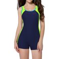 thumbnail image 1 of Charmo Womens Sporty One Piece Swimsuits Boyleg Racerback Athletics Swimwear, 1 of 6