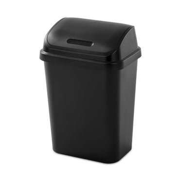 Sterilite Poubelle à bascule de 30 L, poubelle moyenne peu encombrante, couvercle à bascule, noir