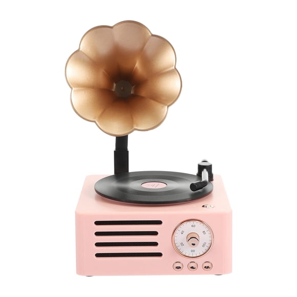 Milaget Turntable Player Bluetooth 5.0 Classic for Decoration Pink