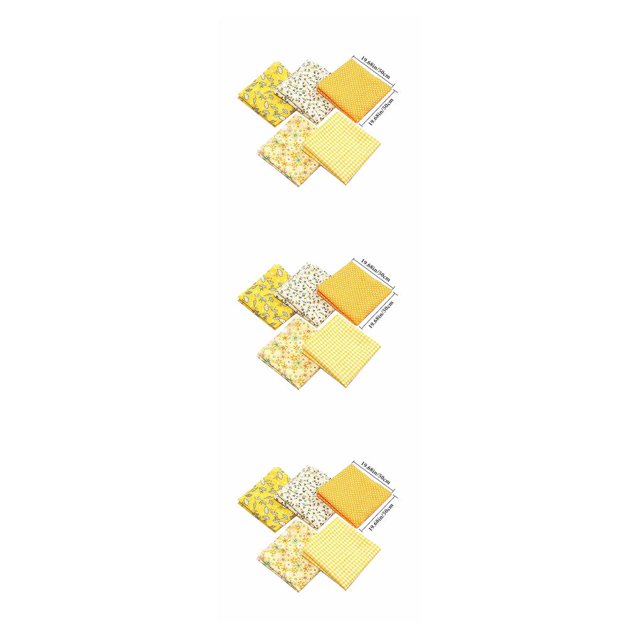 Transemion 5pcs 50x50cm Square Cotton Fabric Cloth For DIY Craft Sewing yellow 3Set