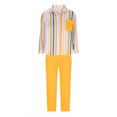 thumbnail image 4 of Cinvoph Two Piece Sets for Women Summer Outfits Sets Striped V Neck Tops Wide Leg Pants Set Casual Loose Going Out Outfits Set with Pockets, 4 of 6