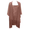 thumbnail image 2 of HKEJIAOI Robe pour Femme Mode pour Femmes Deux Pièces Charmante Couleur Unie Robe en Dentelle pour Mère de la Mariée Économies Liquidation Café, 2 of 2