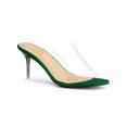 thumbnail image 1 of BLISSFUL STEP Sandales à Talons Aiguilles à Bride Transparente pour Femmes Vert Émeraude 10, 1 of 7