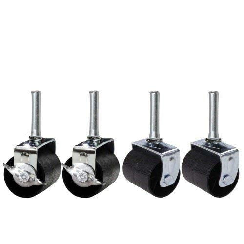 Kings Brand Roulettes Caster Robustes pour Cadre de Lit, Ensemble de 4, avec 2 Roues Verrouillables et 2 Roues Non Verrouillables. Chaque Roue a une Finition Noire durable avec une Tige en Métal et Comprend des inserts de Prise en Plastique pour une installation Facile. les Dimensions Sont de 2 Pouces de Large, 2 Pouces de Profondeur et 4 Pouces de Hauteur, avec une Capacité de Charge Totale de 600 Lb. Convient à la Plupart des Cadres de Lit.