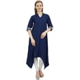 thumbnail image 3 of Bimba Kurta en Rayonne Bleu Marine pour Femme avec Foulard Ourlet Asymétrique Robe Ethnique - 16, 3 of 4