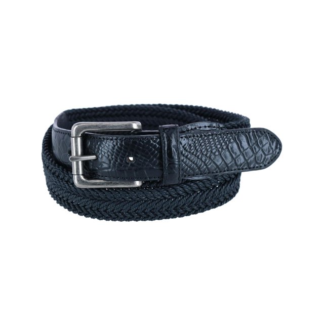 CTM® Ceinture Tressée Cirée avec Extrémités à Imprimé Croco (Grande Taille pour Hommes)