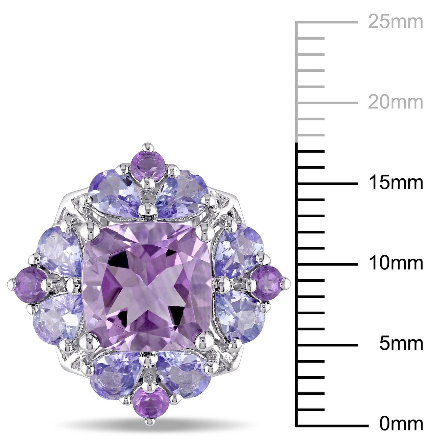 Tangelo 5-7/8 Carat T.G.W. Amethyst and Tanzanite Sterling Silver Cluster Earrings
