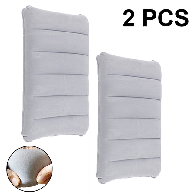 Oreiller de Camping Auto-Gonflant Oreiller Ultraléger pour Soutien du Cou en Bois Oreiller de Randonnée, Présenté dans un Ensemble de Deux Oreillers Gris. Fabriqué en PVC avec une surface Floquée pour le Confort, Ces Oreillers Mesurent 43 x 27 cm Lorsqu'ils Sont Gonflés. la Conception Compacte Permet une Portabilité Facile, et la Buse d'Air Est Fabriquée en silicone de Qualité Alimentaire pour un Gonflage Hygiénique. Idéal pour le Camping, les Voyages Ou l'Utilisation au Bureau.