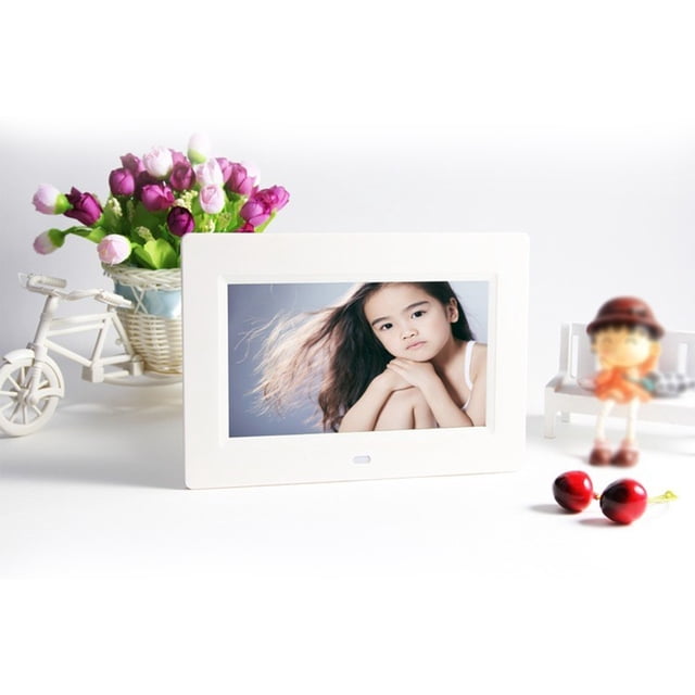 Dvkptbk Ultra-Thin Fashion High-Definition LED Electronic Photo Frame Multimedia Advertising Player 7 Inch Digital Photo Frame White - Black Friday Clearance