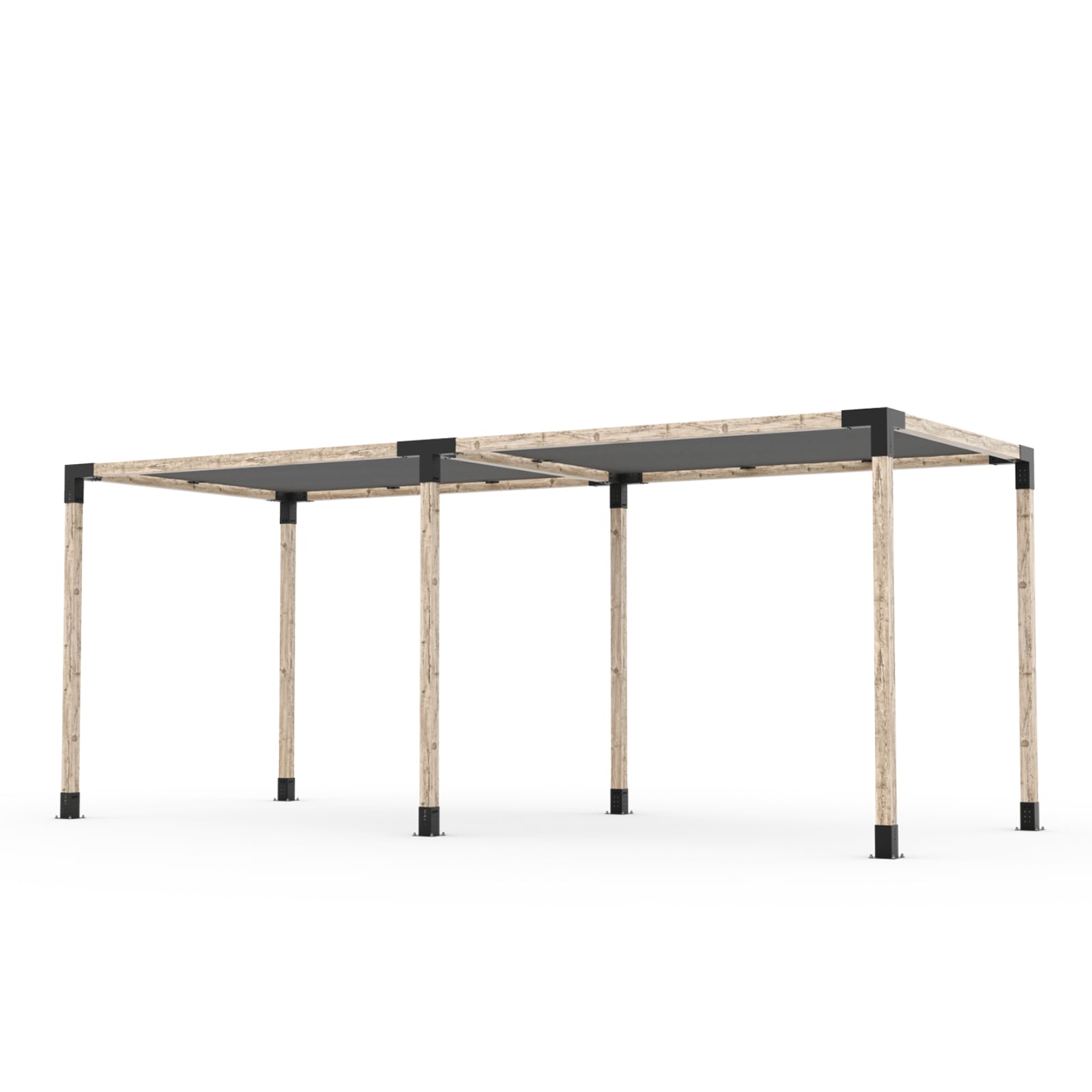 Toja 8' X 24' Double Pergola Kit With 2 Shade Sails For 4X4 Wood Posts