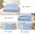 thumbnail image 3 of Comfy Bamboo World Series 4pc Microfiber Bedsheets Sheet Set, King Size Bed, Blue, 3 of 4