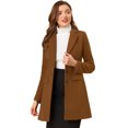 thumbnail image 1 of INSPIRE CHIC Manteau d'Hiver pour Femme à Revers Cranté, Simple Boutonnage, Manches Longues, Brun Foncé, m, 1 of 6