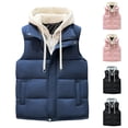 thumbnail image 4 of Gpaecead Quilted Puffer Vest Men's Solid Color Sleeveless Hooded Zipper Cardigan Warm Puffer Jacket, 4 of 4