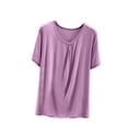 thumbnail image 2 of Weiqiqre T-Shirt à Col Rond pour Femme à Manches Courtes Ajusté T-Shirt Mince Uni Haut de Pyjama Pyjama à Manches Courtes, 2 of 7